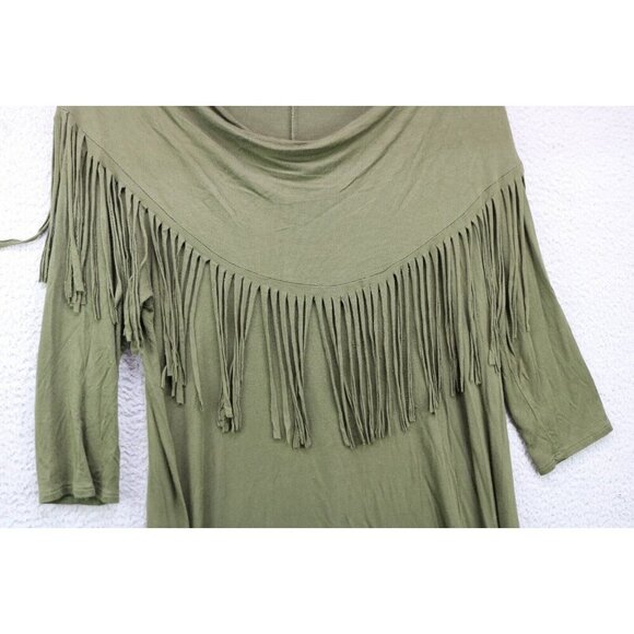 Entro Fringed Soft Dress-Size Small-3/4 Sleeves-Western-Boho - Picture 2 of 7